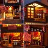 Miniature Dollhouse with Furniture and LED Lights,3D Book House Model Kit Wooden Dollhouse, 1:24 Scale Wooden Handmade Building Model Puzzle Toy(Cherry Blossom Alley) (Cherry Blossom Alley) view 4