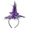 Dzrige Halloween Witch Hat Headband Witch Feather Headwear with Lace Trim Witch Hat Headpiece Accessories for Halloween Party Cosplay (Purple) view 1