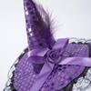 Dzrige Halloween Witch Hat Headband Witch Feather Headwear with Lace Trim Witch Hat Headpiece Accessories for Halloween Party Cosplay (Purple) view 2