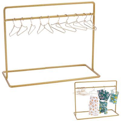 SUPERFINDINGS 1 Set Doll Garment Rack Including 1Pc 6x2.8x4.7inch Doll Clothes Storage Rack Doll Closet and 10Pcs Mini Doll Clothes Hangers Doll Wardrobe Furniture Accessories for Dollhouse Supplies