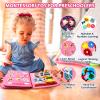 Qizfun Busy Board Montessori Toy for Toddlers, Educational Sensory Learning Toy for Fine Motor Skills, Preschool Travel Toy for Airplane & Car, Gifts for Boys and Girls (Pink/P4) view 2