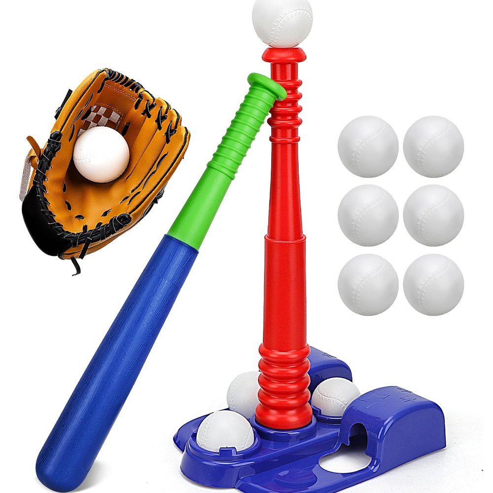 TOY Life Tball Set for Kids 3-5 5-8 Tball for Kids 5-8 Tee Bat Toddler Baseball Tee Balls Set Bat Baseball Kid T Ball Stand for Kid 3-5 T Ball Bat Outdoor Outside Door Toys