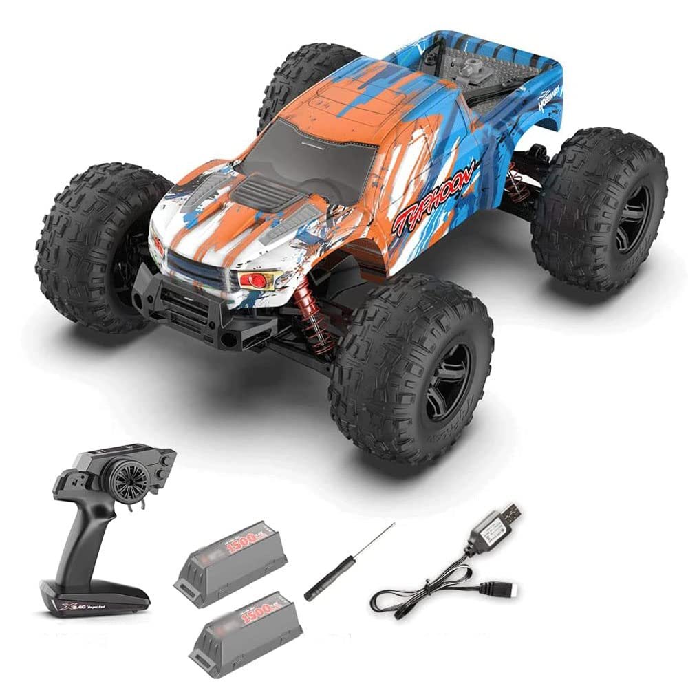 QIYHBVR RC Cars, 1:10 45KM/H Remote Control Off Road Monster Trucks Cars for Kids, All Terrain Short Course RC Truck, High Speed Racing Car 2.4Ghz with 2 Batteries Hobby Vehicles Toys Gifts
