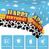 3 Pack Cartoon Story Birthday Party Supplies Cow Pattern Printed Table Cover Blue Sky and White Cloud Tablecloths Cow Birthday Party Decoration for Boy Girl Kid Birthday Party Decor 54 x 108 inch view 3