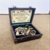 Nautical Handmade Brass Sextant with Inbuilt Compass in Wooden Box Marine Astrolabe Model Sextant view 2