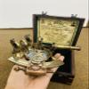 Nautical Handmade Brass Sextant with Inbuilt Compass in Wooden Box Marine Astrolabe Model Sextant view 4