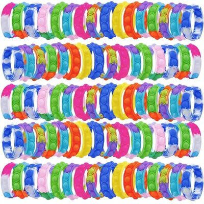 kapibarasensei 80Pcs Pop Bracelet Fidget Toy, Wearable Fidget Bracelets Push Poping Bubble Sensory Toys Stress Relief Finger Press Silicone Wristband for Kids and Adults ADHD ADD Autism Anxiety