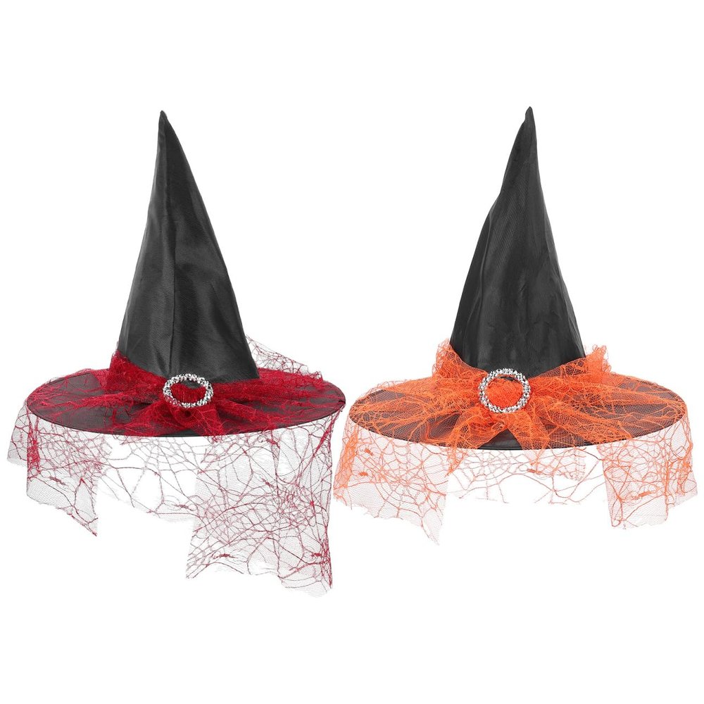 Beaupretty Wizard Witch Hat 2Pcs Halloween Party Hats Oxford Cloth Cosplay Headdress for Halloween Decorations and Costume Accessories