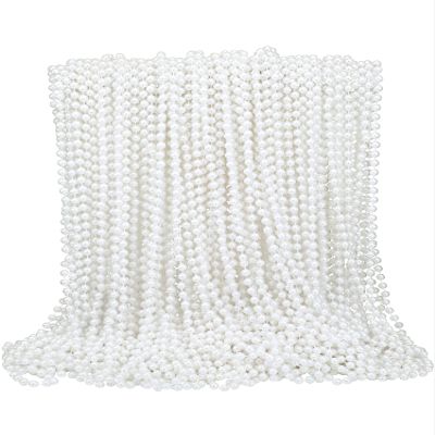 Yaomiao 150 Pcs Pearl Necklaces Bulk White Faux Beaded Necklace Women Men for 1920s Party Tea Party Bridal Shower Masquerade Flapper Decoration