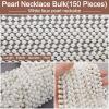 Yaomiao 150 Pcs Pearl Necklaces Bulk White Faux Beaded Necklace Women Men for 1920s Party Tea Party Bridal Shower Masquerade Flapper Decoration view 3