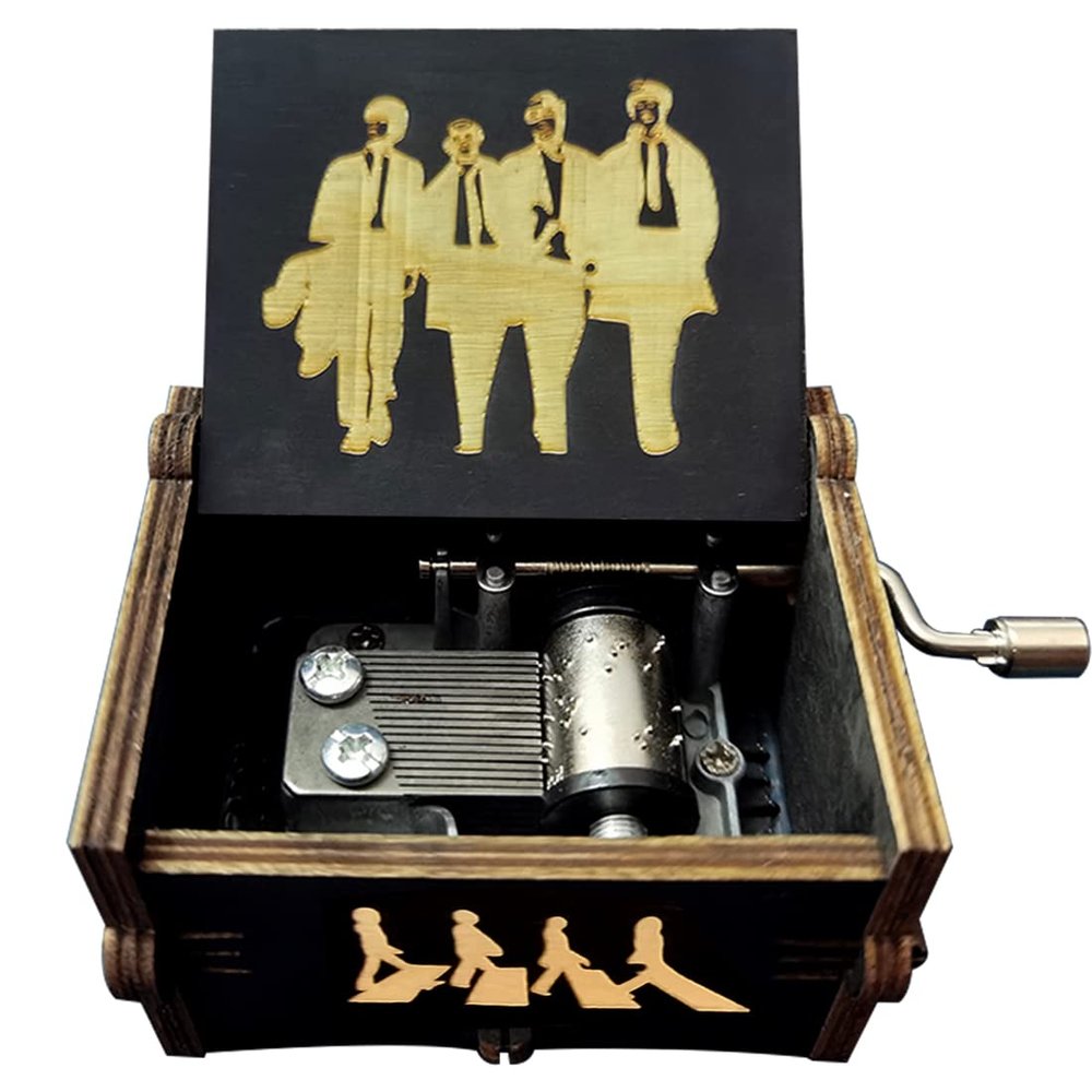 Bolunlun Beatles music box, wooden hand-cranked music box, wooden toys for star fans, gifts for boyfriends and kids, Valentine's Day, birthdays, Halloween and Christmas. (Beatles song)