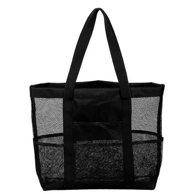 Beach Bag, Mesh Beach Bag Toy Totes, Lightweight Foldable Beach Bags with Pockets for Family Pool Travel Beach Vacation Essentials for Storage Beach Toys Towels