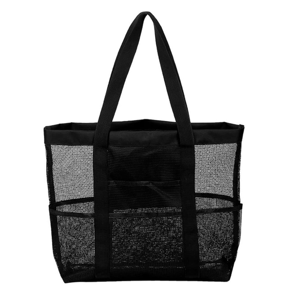 Beach Bag, Mesh Beach Bag Toy Totes, Lightweight Foldable Beach Bags with Pockets for Family Pool Travel Beach Vacation Essentials for Storage Beach Toys Towels