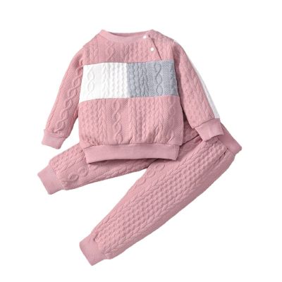 Children Kid Toddler Baby Boys Girls Patchwork Long Sleeve Sweatshirt Blouse Tops Cotton Solid (Pink, 18-24 Months)