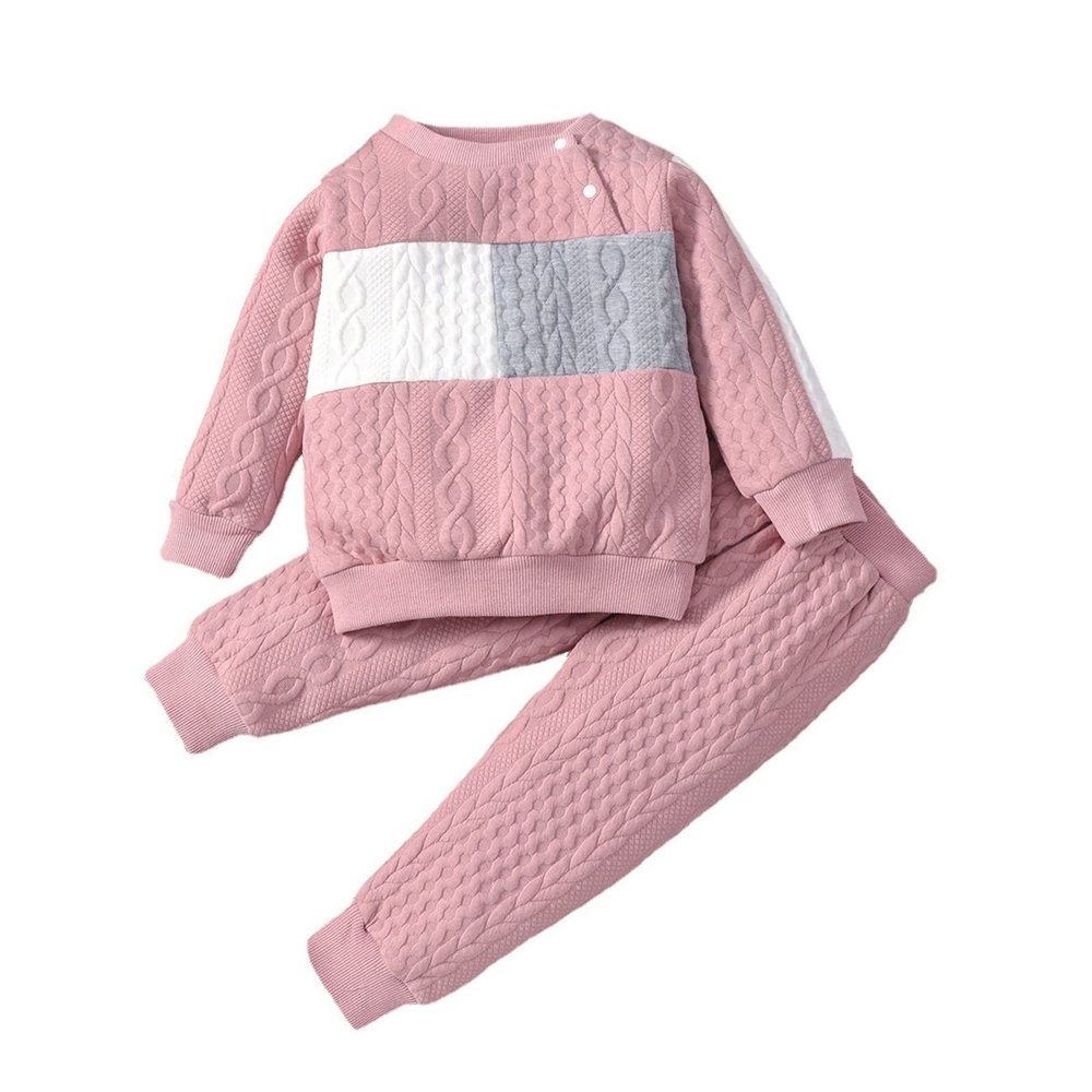 Children Kid Toddler Baby Boys Girls Patchwork Long Sleeve Sweatshirt Blouse Tops Cotton Solid (Pink, 18-24 Months)