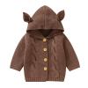 Baby Girl Boy Knit Cardigan Sweater Hoodies Warm Tops Toddler Infant Fox Ear Sweatshirt for Toddler (Coffee, 3-6 Months) view 1