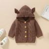 Baby Girl Boy Knit Cardigan Sweater Hoodies Warm Tops Toddler Infant Fox Ear Sweatshirt for Toddler (Coffee, 3-6 Months) view 2