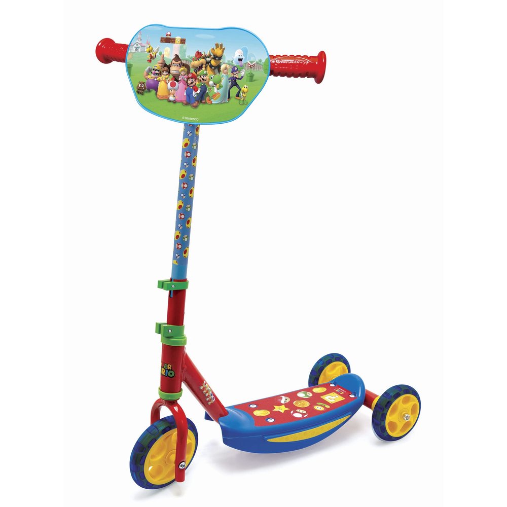 SMOBY - Super Mario - Patinette 3 roues silencieuses - Strucure mtale - Petite trottinette avec guidon rglable