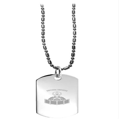 Hat Shark Dungeon Master Dice Head Success - Engraved Metal Military Dog Tag with Metal Chain Necklace (Critical Success)