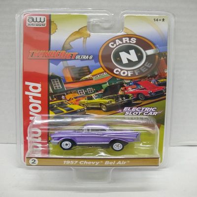 Auto World SC379-2B Cars N Coffee 1957 Bel Air HO Scale Electric Slot Car - Purple