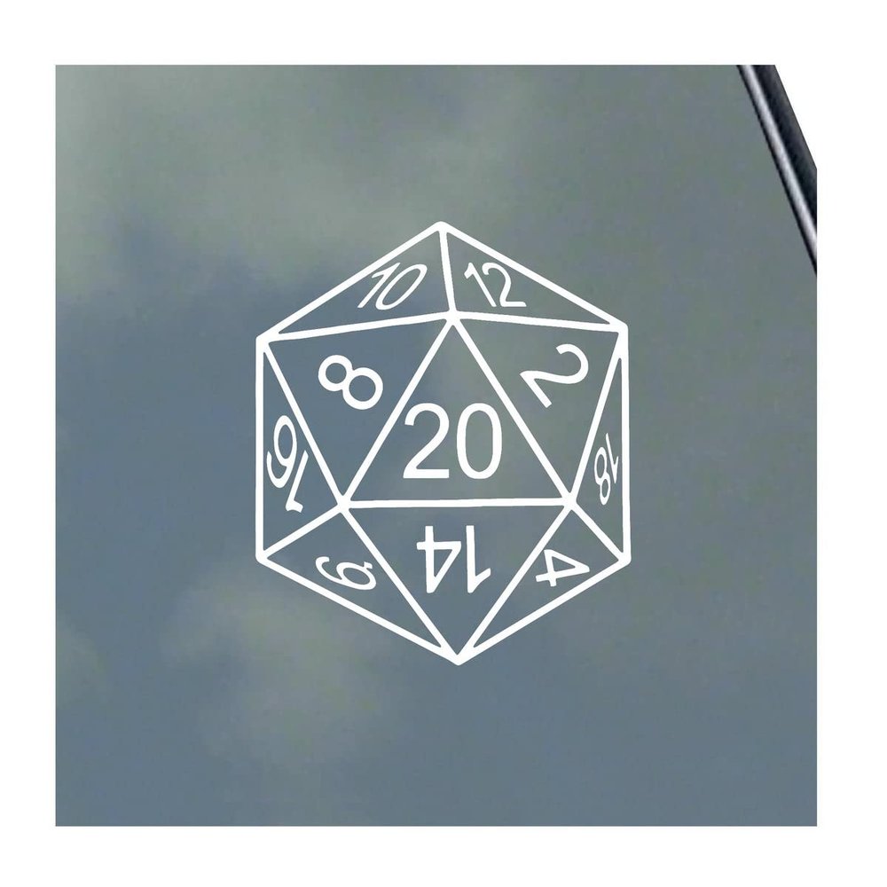 20-Sided Dice Vinyl Sticker Decal Roleplaying Game Role Play RPG Pen and Paper