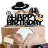 Secret Agent Spy Cake Toppers Detective Birthday Decoration with Secret Agent Fingerprint Footprint Telescope for Secret Agent Spy Detective Themed Birthday Party view 1