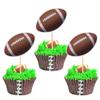 24 PCS Rugby Ball Cupcake Toppers Sports Ball Theme Football Cupcake Picks for Sports Theme Baby Shower Rugby Players Birthday Party Cake Decorations Supplies view 1