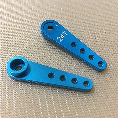 1/2Pcs Blue Metal Swing Arm Steering Gear Extension Arm 24T Standard Servo Rocker Arm Suspension Arms for RC Boat/Aircraft (Color : 2pcs)