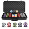 ORIENGEAR Poker Chip Set with Denominations, 300 PCS 14 Gram Clay Composite Casino Chips with ABS Case & 2 Decks of Plastic Cards, for Texas Holdem Blackjack Gambling Games view 1