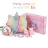 JYPS 7PCS Toddler Purse for Girl, Girls Wallet with Pretend Play Toys, Princess Toys with Kids Dress Up Jewelry Set (Rainbow Unicorn) view 2