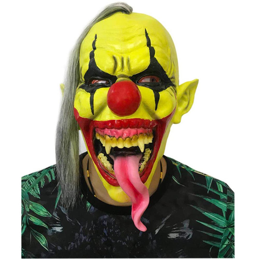 HKSICHENGKEJI Horror Clown Mask Scary Evil Clown Mask Halloween Costume Creepy Devil Zombie Ghost Grimace Cosplay Party