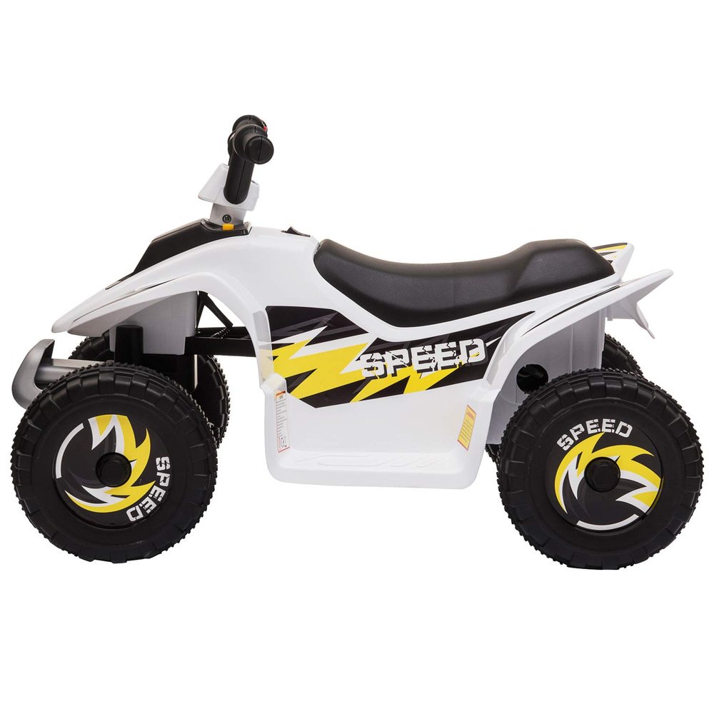 6V Ride On Motorcycle with Training Wheels, Horn, Music, Rechargeable Electric Toy Aged 3-8 Years, Front Handle, White