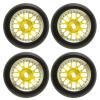 Astibym 4pcs Hub Wheels and Tires Set,Aluminum Alloy RC Drift Tire Stability Glossy for 1/28 RC Drift Tire for K969 for P929 for K989(Gold),car model accessories view 1