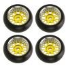 Astibym 4pcs Hub Wheels and Tires Set,Aluminum Alloy RC Drift Tire Stability Glossy for 1/28 RC Drift Tire for K969 for P929 for K989(Gold),car model accessories view 2