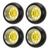Astibym 4pcs Hub Wheels and Tires Set,Aluminum Alloy RC Drift Tire Stability Glossy for 1/28 RC Drift Tire for K969 for P929 for K989(Gold),car model accessories view 4