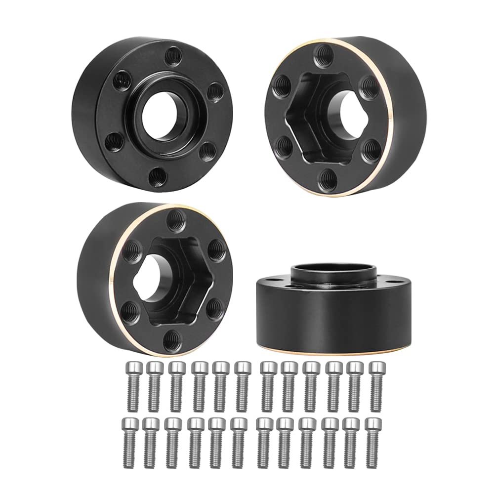 MUHIKRT Brass Weights 6mm 9mm 12mm 15mm 22mm Wheel Hex Hub Widen Adapter for 1/10 RC Crawler 1.9 2.2 Wheels Rims SCX10 TRX4 (9mm), Black