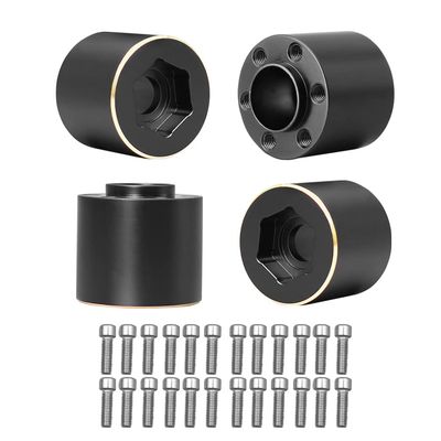 MUHIKRT Brass Weights 6mm 9mm 12mm 15mm 22mm Wheel Hex Hub Widen Adapter for 1/10 RC Crawler 1.9 2.2 Wheels Rims SCX10 TRX4 (18.4mm), Black