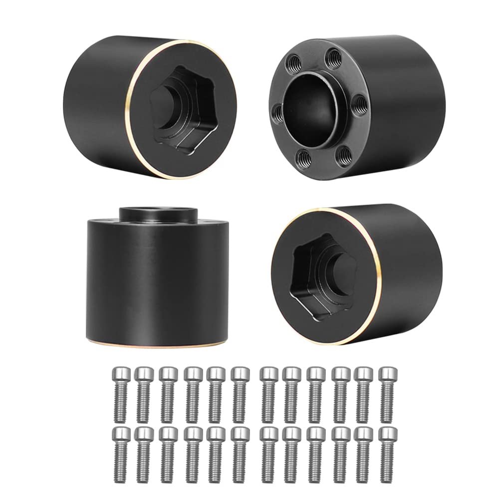 MUHIKRT Brass Weights 6mm 9mm 12mm 15mm 22mm Wheel Hex Hub Widen Adapter for 1/10 RC Crawler 1.9 2.2 Wheels Rims SCX10 TRX4 (18.4mm), Black