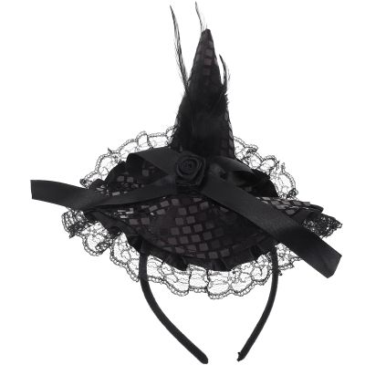 Luxshiny Halloween Witch Hat Headband Black Sequin Witch Hat Hairband Comfortable Fabric Plastic Party Cosplay Hair Accessory
