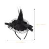 Luxshiny Halloween Witch Hat Headband Black Sequin Witch Hat Hairband Comfortable Fabric Plastic Party Cosplay Hair Accessory view 2