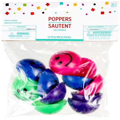 amscan Smiley Face Poppers High Counts Favor | Assorted Colors | Pack of 12