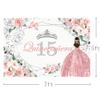 MEHOFOND Quinceanera 15 Backdrop for Sweet 15 Quince Aos Girls Party Banner Rose Gold Floral Background Sliver Glitter Crown Princess Quinceaera Birthday Decorations Props Cake Table Supplies 7x5ft view 3