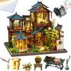 TOPBSFARNY 3D Wooden Miniature Dollhouse Kit Chinese Ancient Painting Style Double Layer Model DIY Christmas Crafts Wood Toy Handcraft Artwork for Adults view 1