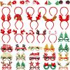 Jexine 32 Pcs Christmas Headbands and Glasses Frame Christmas Glittered Glasses Frame Eyewear Decoration for Xmas Party Favor (Classic Style) view 1
