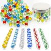 Leitee 72 Pieces Glass Marbles Chinese Checkers 0.63 Inch Colorful Marbles Bulk Fun Retro Toys with Clear Container for Games Party Favors DIY Crafting Home Decoration, 6 Colors view 1