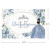 MEHOFOND Quinceanera 15 Backdrop for Sweet 15 Quince Aos Girls Party Banner Blue Floral Background Sliver Glitter Crown Princess Quinceaera Birthday Decorations Props Cake Table Supplies 8x6ft view 3