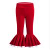 Aislor Girls Christmas Flared Bell Bottoms Trousers Velvet Ruffles Leggings Pants Bottoms Santa Theme Party Costume Red 2 Years view 1