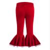 Aislor Girls Christmas Flared Bell Bottoms Trousers Velvet Ruffles Leggings Pants Bottoms Santa Theme Party Costume Red 2 Years view 2