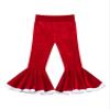 Aislor Girls Christmas Flared Bell Bottoms Trousers Velvet Ruffles Leggings Pants Bottoms Santa Theme Party Costume Red 2 Years view 3