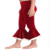 Aislor Girls Christmas Flared Bell Bottoms Trousers Velvet Ruffles Leggings Pants Bottoms Santa Theme Party Costume Red 2 Years view 4